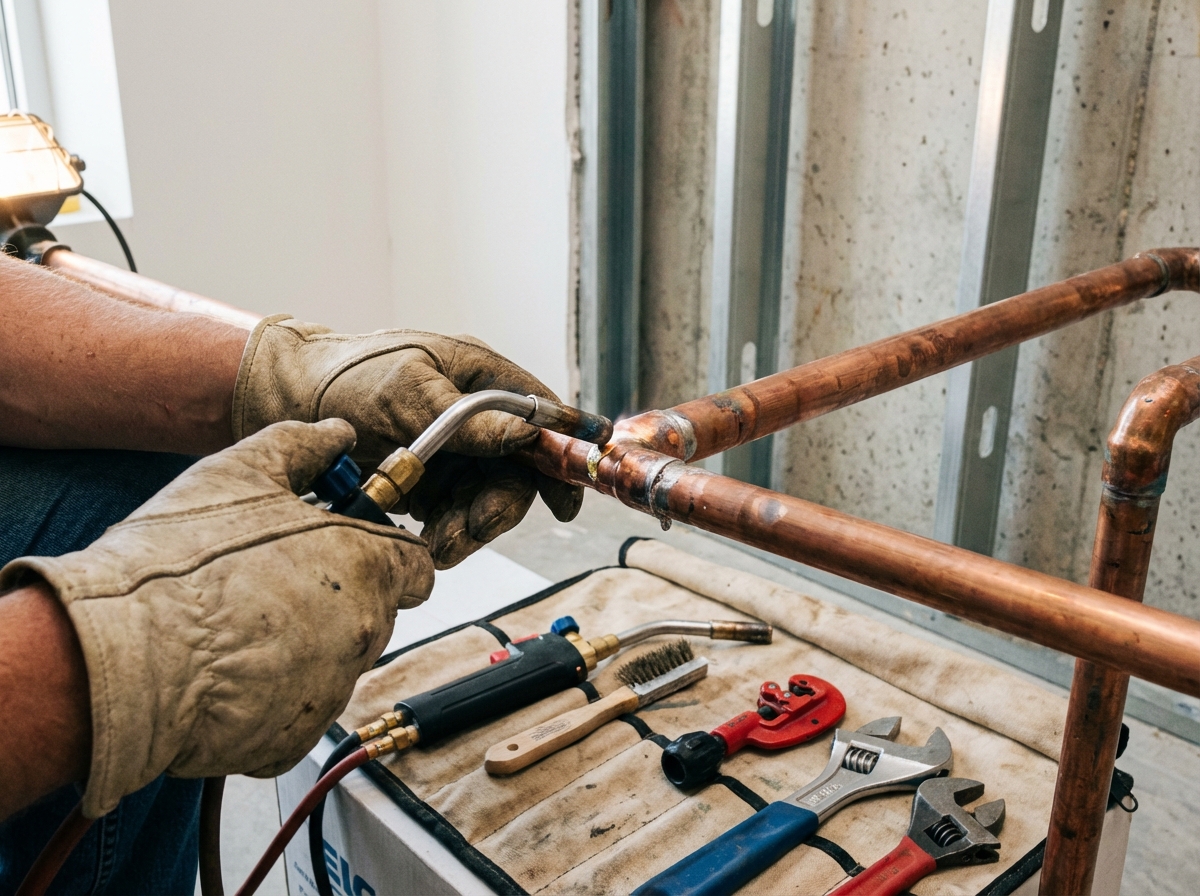 Instalação de canalização em cobre